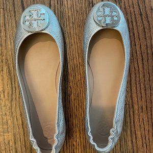Tory Burch  8.5 Metallic Leather Claire Flat